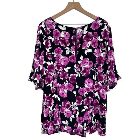 Torrid Top Womens 1X Floral Print V Neck Feminine Romantic Girly Valentines Day - Picture 7 of 11